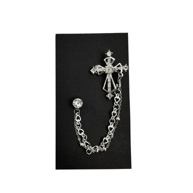 Rhinestone Cross Brooch Lapel Pin